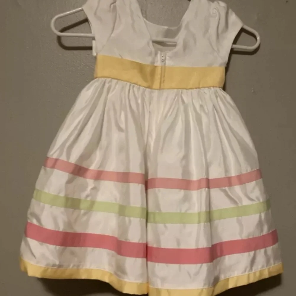 7-2 Gymboree dress white fancy special occasion tafetta white bow 3t